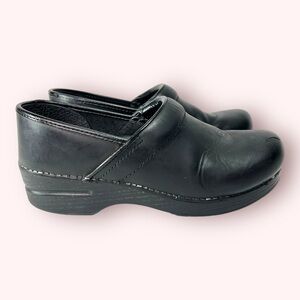 DANSKO Professional Black Box Clog Leather Women's 39 Size 8/8.5
